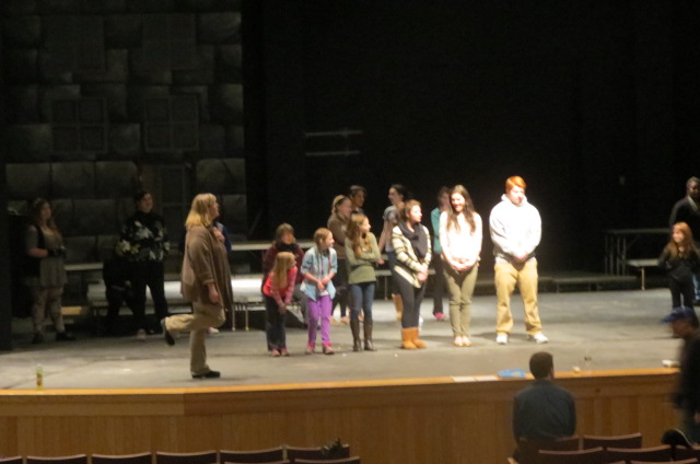 BHS students and other community members practice their lines at a Sound of Music Rehearsal. 