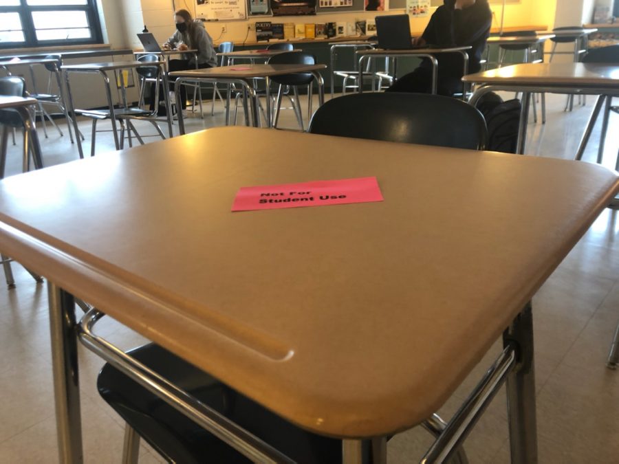 Desk marks not for student use in order to ensure social distancing amongst students.  