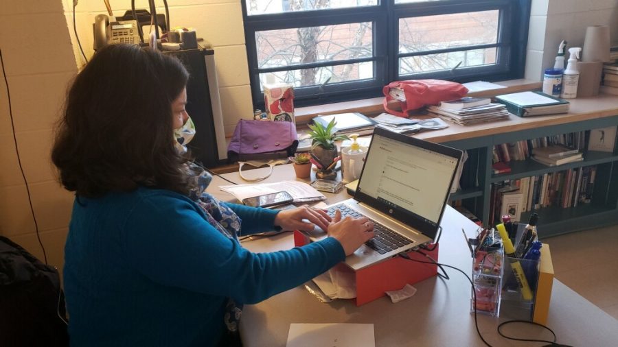 Barnstable High School teacher Michele Netto attempts to schedule a vaccine appointment.