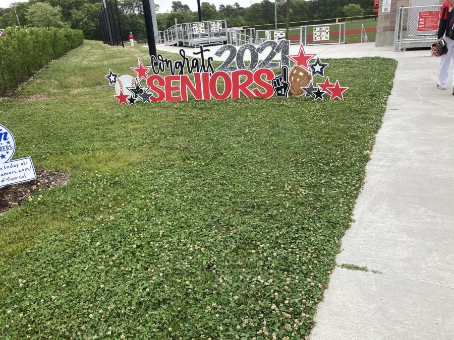 One of the decorations at the baseball teams senior night.
