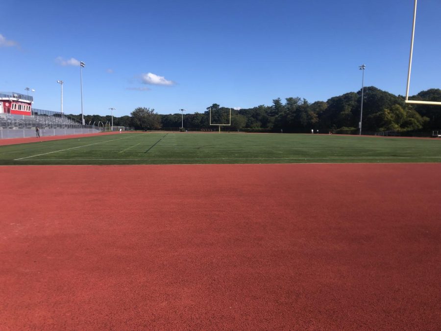 Barnstable High School's Leo Shields Field, currently unavailable for athletic use.