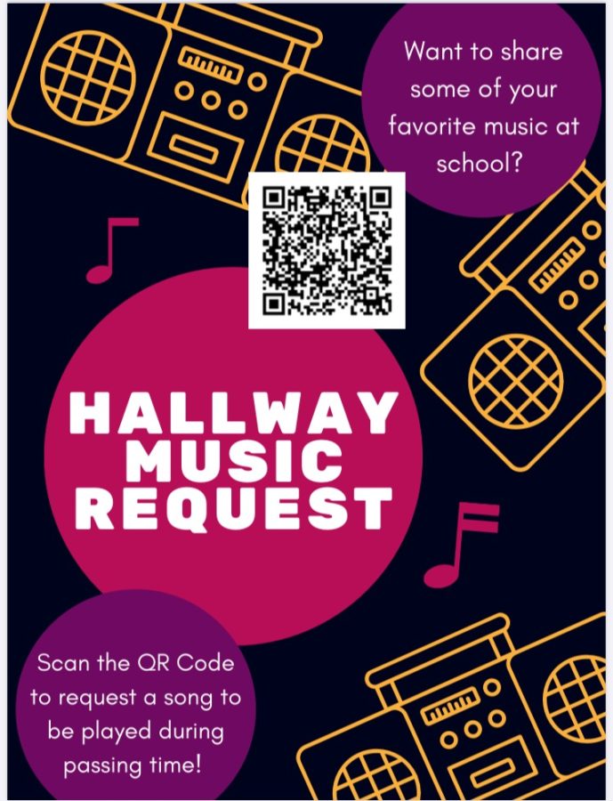 The poster for hallway music request. Fill out the google form below 