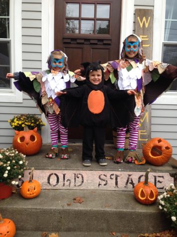 Young Croteau and siblings on Halloween