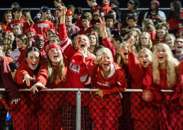 Fans cheer on the Redhawks at the Sept. 29 game against D-Y.  Stands are expected to be full for Friday nights homecoming game.