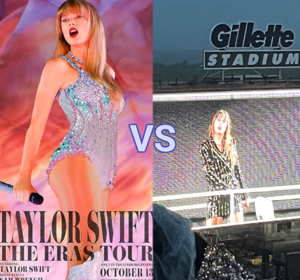 The poster for The Eras Tour versus the photo taken by the Staff Writer, Julia Pierson